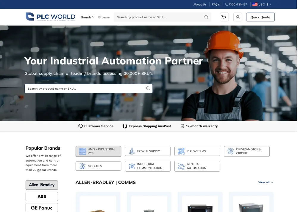 Home page of the PLC World website
