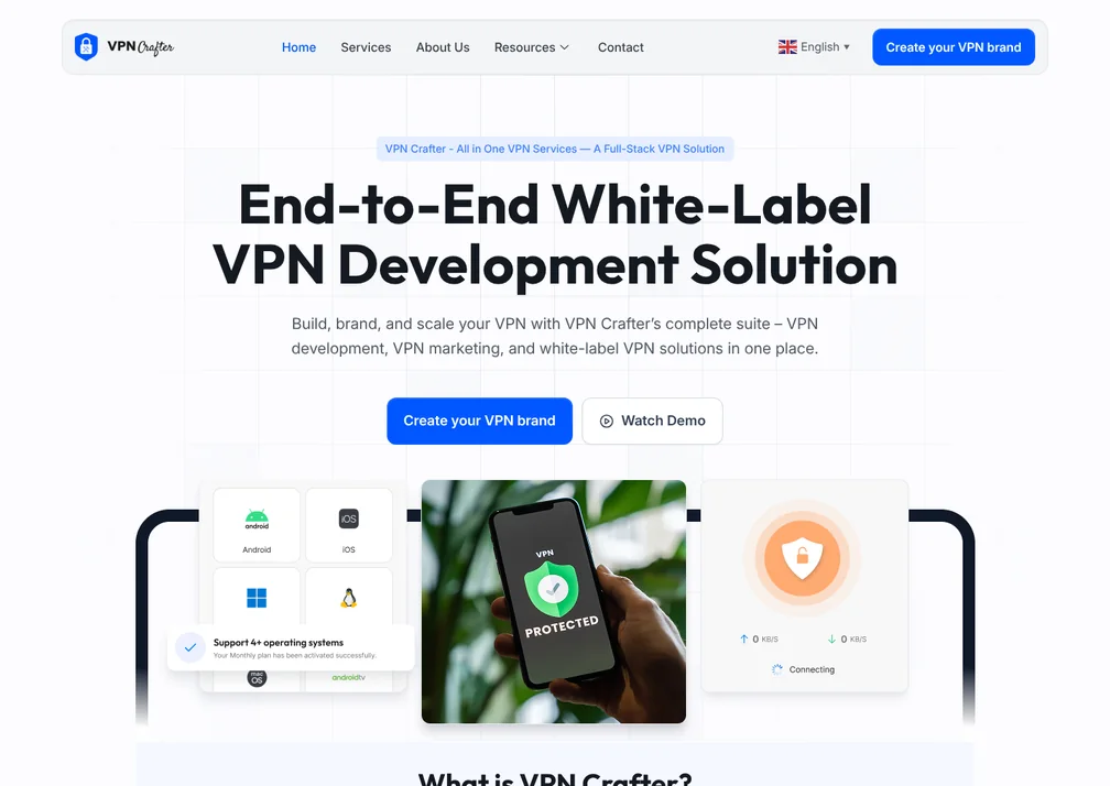 Home page of the VPN Crafter website